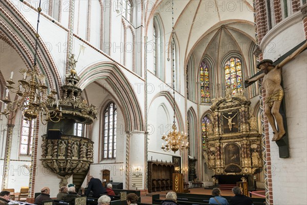 Interior view, St Peter's Church, Buxtehude, Altes Land, Lower Saxony, Germany, Europe