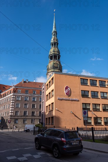 St Peter's Church, considered the cradle of the Reformation in the Baltic States, in front of that