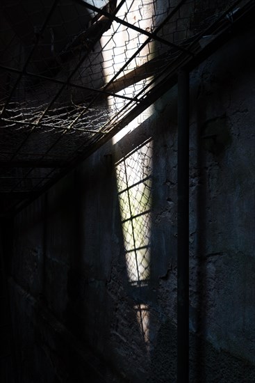 Barred inner courtyard, former headquarters and prison of the Soviet secret service KGB, Riga,