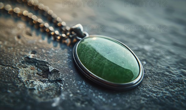 A necklace featuring a lustrous jade gemstone pendant AI generated