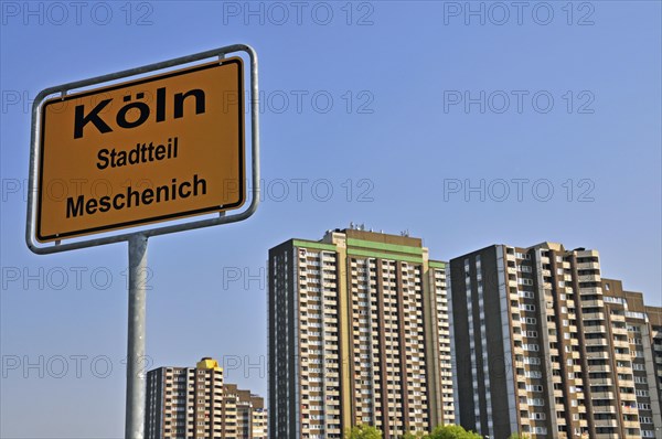 Residential tower blocks KoelnBerg, a social hotspot in the Meschenich district of Cologne, North