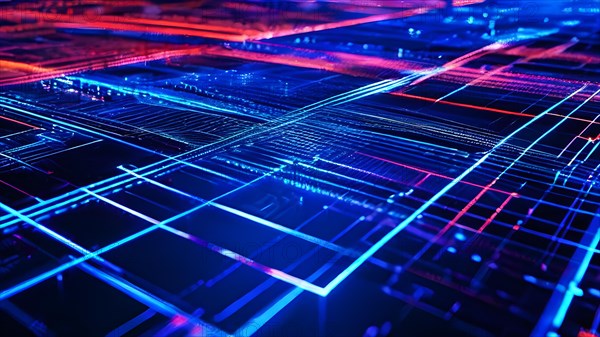 AI generated laser lines intertwining intersecting overlapping each other