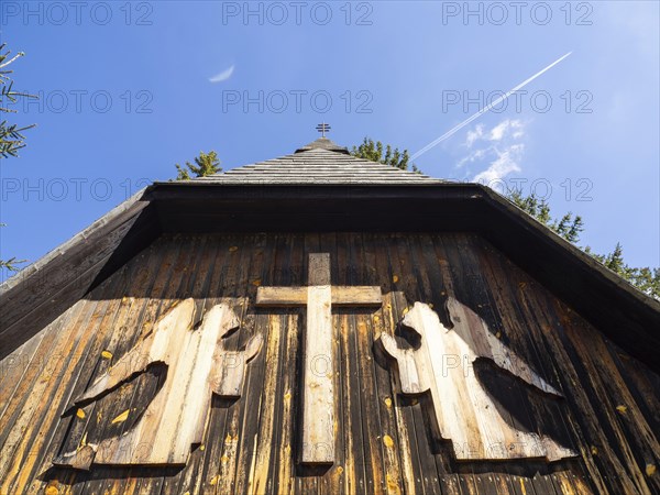 Carving, angel, Schacherbauer Chapel, near St. Jakob im Walde, Styria, Austria, Europe