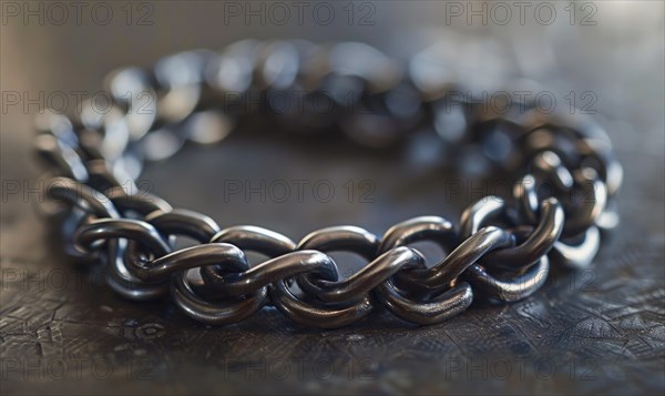 A chainmail bracelet crafted from interlocking metal rings AI generated