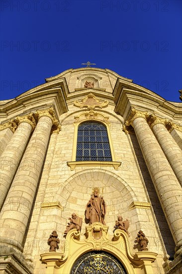 West facade, Zwiefalten Abbey, Zwiefalten Minster, Swabian Alb, Dobel Valley, Upper Swabia, Swabia,