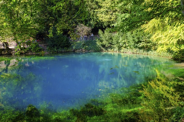 Blue spring, karst pot, Blautopf, Blaubeuren, Swabian Alb, Baden-Wuerttemberg, Germany, Europe