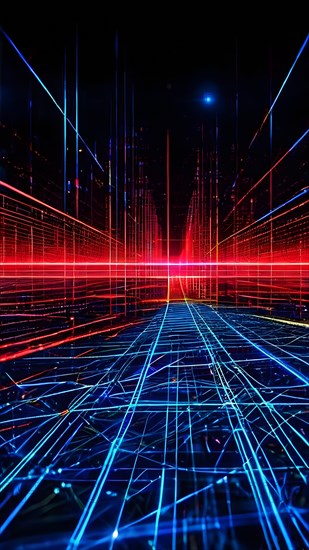 AI generated laser lines intertwining intersecting overlapping each other