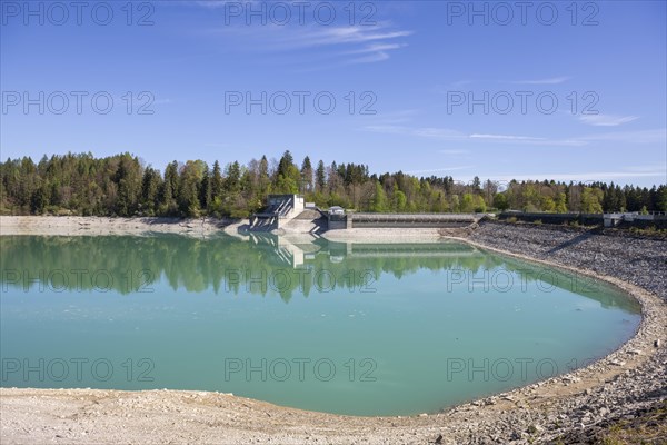 Lech barrage at Forggensee, Lech, power station, head reservoir, flood protection, flood