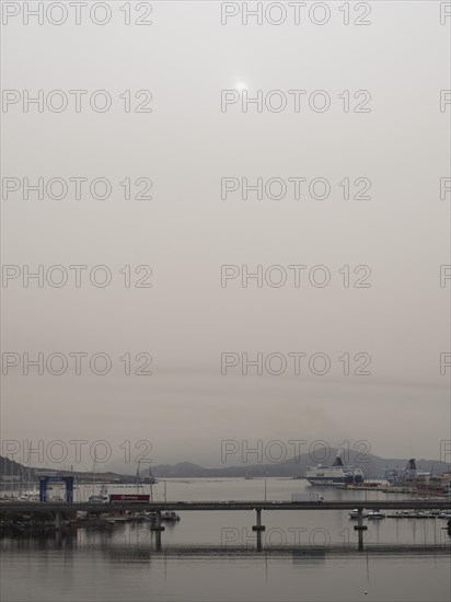 Sahara dust, Olbia harbour, Olbia, Sardinia, Italy, Europe
