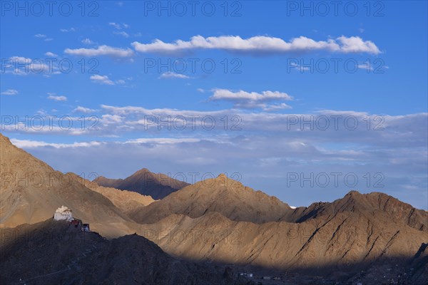 The Namgyal Tsemo Gompa monastery on Tsenmo Hill, a viewpoint over Leh, Ladakh, Jammu and Kashmir,