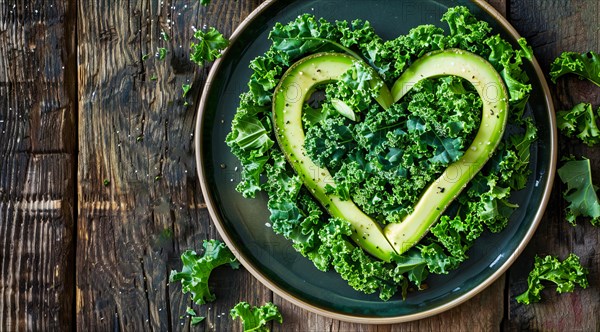 Nutritious vegetable kale salad leaves that provide big health benefits, AI generated