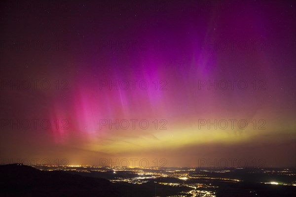 Aurora Borealis in Germany. Very strong aurora borealis over the Stuttgart metropolitan region.