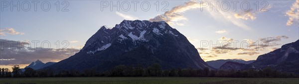 Sunset, Grimming, panoramic view, near Irdning, Ennstal, Styria, Austria, Europe
