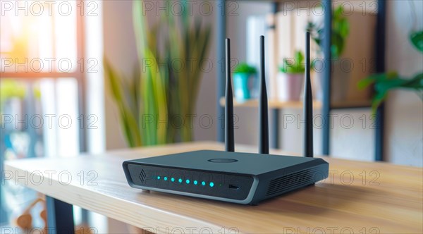 Advanced fast broadband wireless router. Concept of new technology and fast network connectivity,
