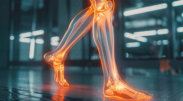 Illustration of hill and foot pain. Concept of arthritis and sports trauma injury, AI generated