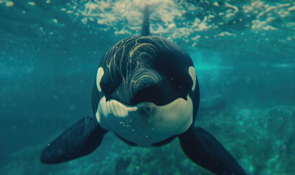 Orca whale swimming in its natural habitat AI generated