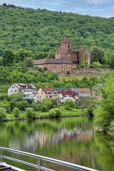 Mittelburg, four-castle town of Neckarsteinach on the Neckar river, Baden-Wuerttemberg, Germany,