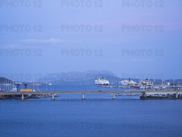 Blue hour in the harbour, Olbia, Sardinia, Italy, Europe