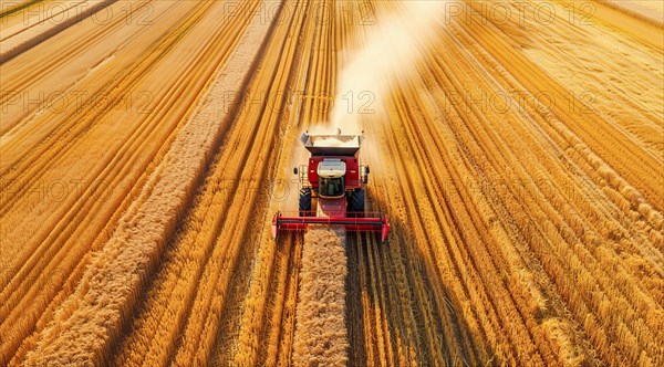 Combine harvester. collecting harvest of rye and wheat, Agriculture grain farming concept, AI