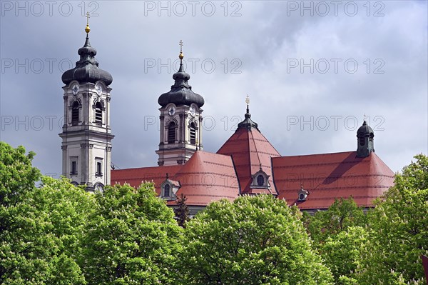 Church towers and roofs of the Basilica of St Alexander and St Theodor, Ottobeuren Monastery,