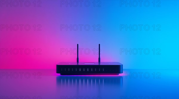 Advanced fast broadband wireless router. Concept of new technology and fast network connectivity,