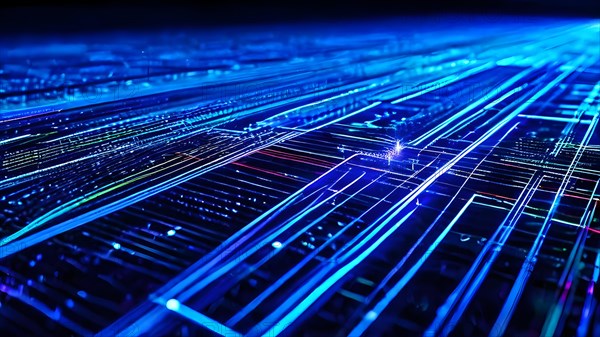 AI generated laser lines intertwining intersecting overlapping each other