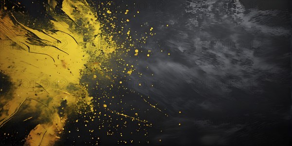 Marble textured yellow and black chalkboard as illustration background, AI generated