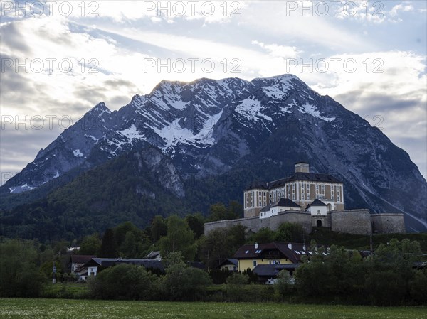 Evening mood, Grimming, Trautenfels Castle, near Irdning, Ennstal, Styria, Austria, Europe
