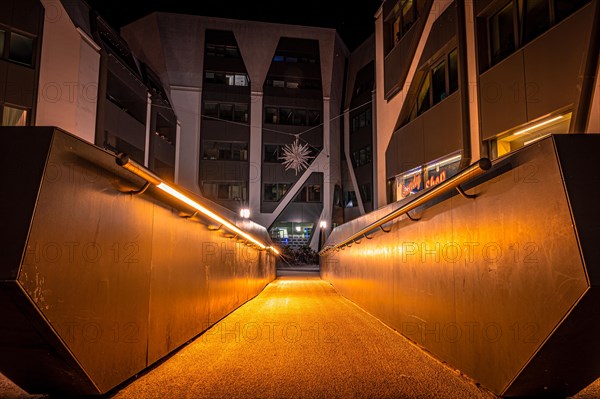 Inner courtyard of the futuristic building of the Carl Zeiss Jena WG in the city centre of Jena at