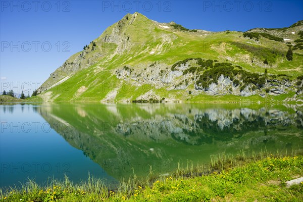 Seealpsee and Seekoepfel, 1919m, Allgaeu Alps, Allgaeu, Bavaria, Germany, Europe