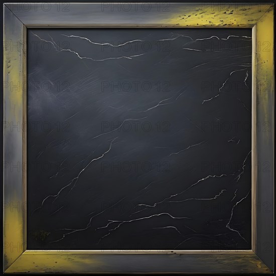 Marble textured yellow and dark grey chalkboard as illustration background, AI generated