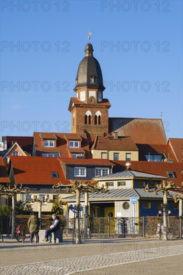 Town view with St. Mary's Church, Waren, Mueritz, Mecklenburg Lake District, Mecklenburg,