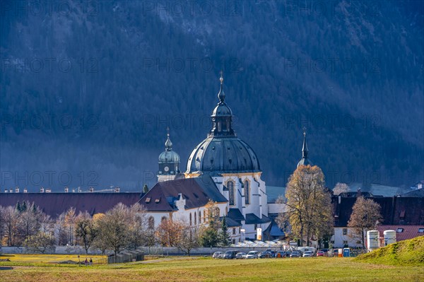 Ettal Benedictine Abbey and baroque church, municipality of Ettal in Ammergau, Upper Bavaria,