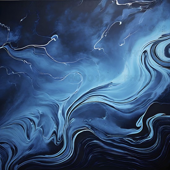 Marble textured blue chalkboard as illustration background, AI generated