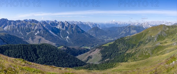 Mountain panorama, view from the Carnic main ridge, view of the mountain peaks of Cresta Righile