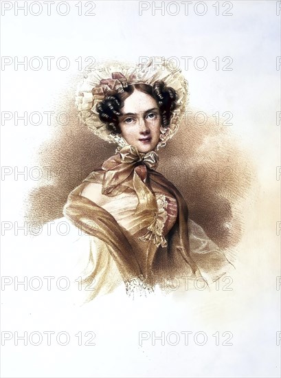 Erwine Graefin Wallis (1803-1840), nee Sternberg-Manderscheid, Historical, digitally restored