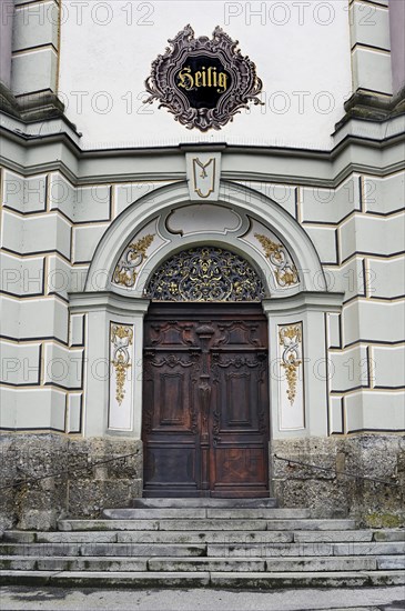 Entrance gate, Basilica of St Alexander and St Theodor, Ottobeuren Monastery, Allgaeu, Swabia,