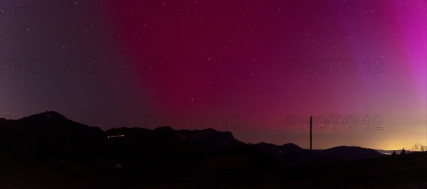 Northern lights, northern lights due to solar storm, Challhoechi, Basel-Land, Switzerland, Europe