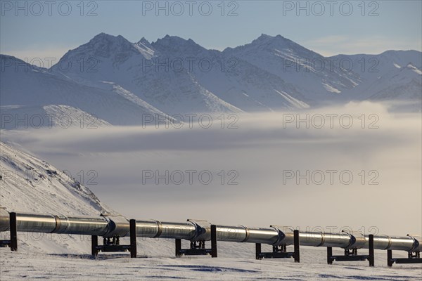 Oil production in the Arctic, Trans Alaska Pipeline, winter, Brooks Range, Alaska, USA, North