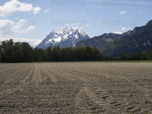 Arable land, behind the Grimming, near Irdning, Ennstal, Styria, Austria, Europe