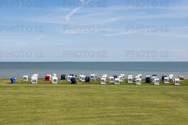 Beach chairs, Hooksiel, Wangerland, East Frisia, Lower Saxony, Germany, Europe