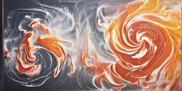 Marble textured orange and grey chalkboard as illustration background, AI generated