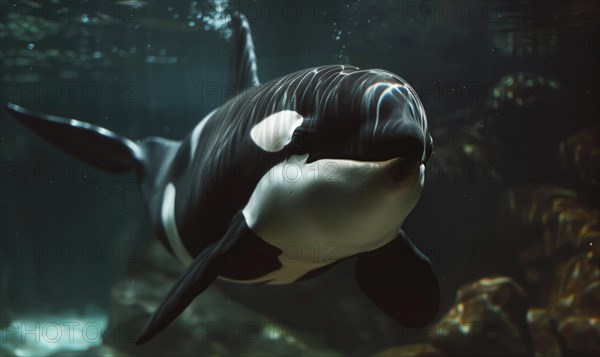 Orca whale swimming in its natural habitat AI generated
