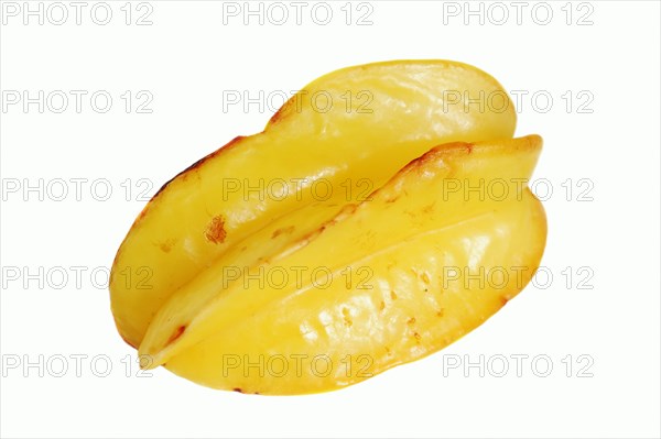 Star fruit or carambola (Averrhoa carambola), fruit on a white background