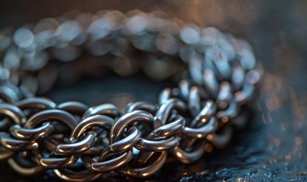 A chainmail bracelet crafted from interlocking metal rings AI generated