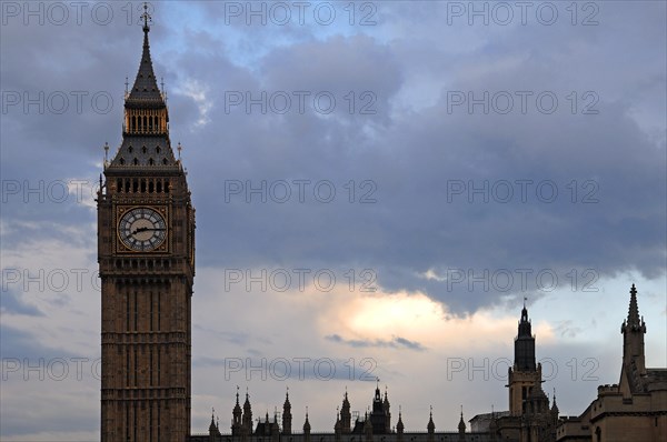 Big Ben at dusk, Bridge Street, SW1, london, England, United Kingdom, Europe