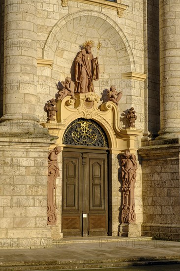 West facade, Zwiefalten Abbey, Zwiefalten Minster, Swabian Alb, Dobel Valley, Upper Swabia, Swabia,