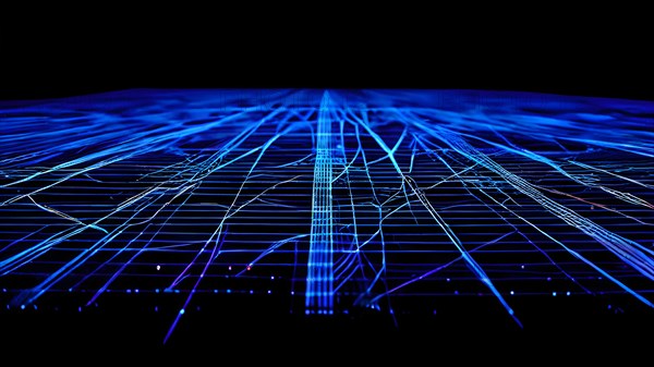 AI generated laser lines intertwining intersecting overlapping each other