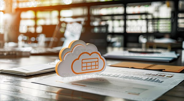 Cloud services concept and server farm supporting SAS cloud applications for enterprise clients, AI