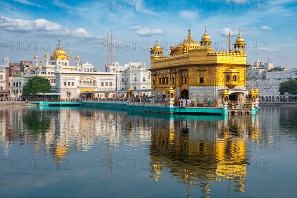 Sikh gurdwara Golden Temple (Harmandir Sahib) . Holy place of Sikhism. Amritsar, Punjab, India,